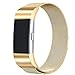 bayite Milanese Loop Bands Compatible Fitbit Charge 2, Stainless Steel Magnet Lock Metal, Gold Small