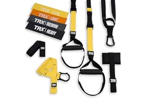 TRX Elite System Suspension Trainer Set 100+ Excersises, Bonus 4 Pack Resistance Bands