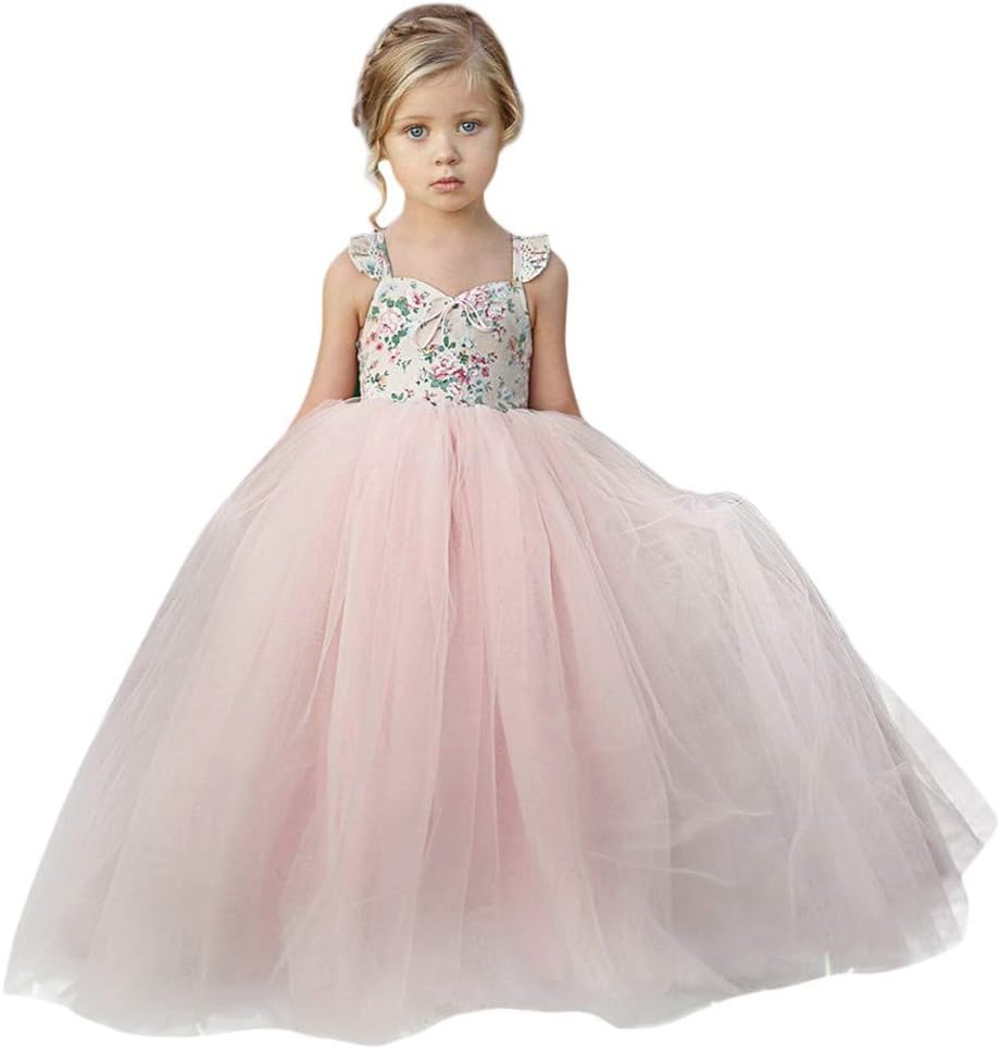 MOIKA Girls' Princess Dresses, (1-7Years Old) Children Kids Girls Birthday Party Sleeveless Fancy Wedding Bridesmaid Gown Formal Dresses