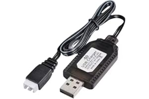 EMIRREHGO USB Charger Cable Compatible for Hosim 1:12/2845/9156 LAEGENDARY,HAIBOXING,DEERC 9300,ALTAIR,NUOKE,Li-Po 7.4V LiPo Battery RC Car Rock Crawler FPV Drone Quadcopter Charging Cable 2pcs