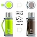 Bago Stainless Steel Double Wall Insulated Personal Water Bottle with Cover for Travel, Fishing & Camping. 1.2L Green Vacuum Infuser, Cup and Carrier for Hot Tea, Cold Alkaline Fruit Juices & More.