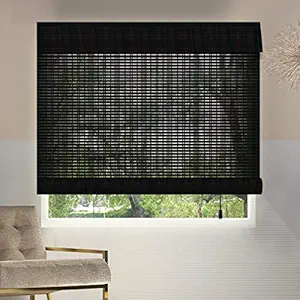 ZY Blinds?Bamboo?Window?Blinds, 62W x 96H?Inches Bamboo?Light?Filtering?Roll?Up?Window?Roller?Shades?with?Valance?for?Doors, Sliding?Door,?Restaurant,?Kitchen, Living Room, Porch, Balcony, Pattern 2