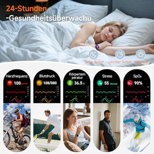 Lgnitek 2026 Men's Smartwatch with ECG/HRV/BMI/Uric Acid, 1.43 Inch AMOLED Health Watch with 24H Blood Pressure SpO2 Body Temperature Sleep Monitor SOS Emergency Call Fitness Watch for Android/iOS
