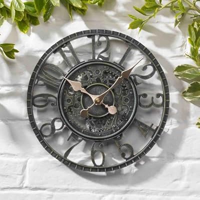 Garden Mile Vintage Open Face Green Wall Clock 30cm Outdoor Waterproof Clock