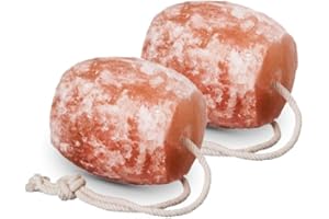 SALT N SOUL Himalayan Salt Lick 2lbs - Licking Salt for Horses | Deer Salt Lick Block | Block Salt on Rope | Himalayan Licking Salt for Animals. Pack of 2
