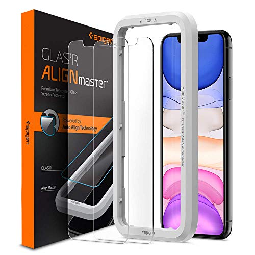 Spigen, 2 Pack, Protector Pantalla iPhone 11 / XR (6.1"), Align Master, Marco de Alineación Incluido, Dureza 9H, Vidrio Templado, Cristal Templado