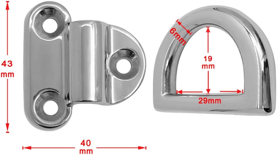 Homyl 6x 316 Stainless Steel D Ring Tie Downs Marine Cargo Trailer
