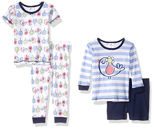 Gerber Baby Girls' 4 Piece Pajama Set, Bird, 24 Months