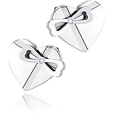 ‎555Jewelry Delicate Small Heart & bowknot Stud Earrings for Women & Ladies