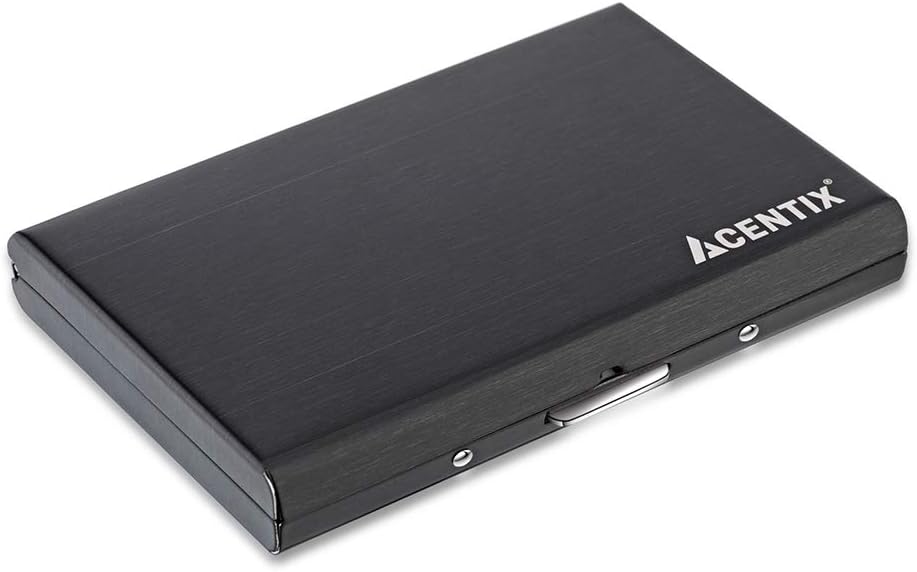 ACENTIX Slim [6 Slot] Black Metal RFID Blocking Contactless Card Protector | Tough Stainless Steel | Waterproof Holder Wallet Case | Protects Against Identity Theft and Fraud for Men and Women
