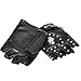 Minibee Men's Fingerless Stud Metal Skull+Chain Gloves Cycling Rock Gothic Punk Style gloves a pair Black,One Size