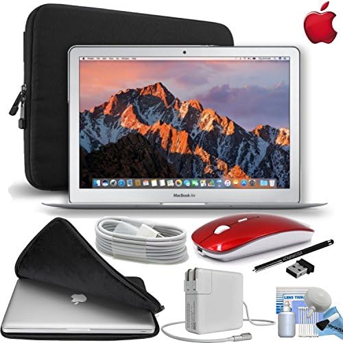 Apple MacBook Air 13.3″ 128GB SSD Notebook Laptop [Mid-2017 - Newest Version] Gift Bundle with Fitted Carrying Case, Red Wireless Mouse,eDigitalUSA Stylus and more...