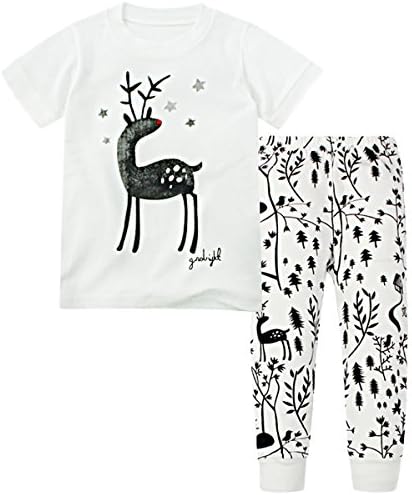 BlcSwan Deer Little Girls' 2 Piece Pajama 100% Cotton(Size 2Y-3Years)