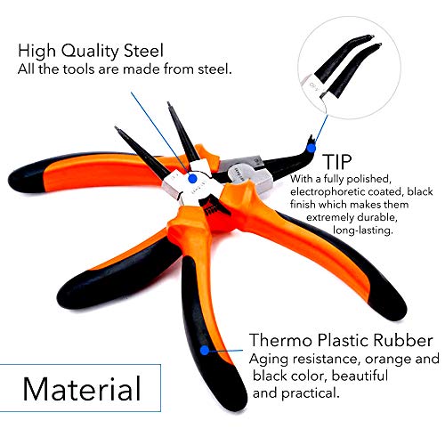 image for Fstop Labs 4 Pack Set 7 Inches Snap Ring Pliers Set Heavy Duty Interna