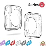 Apple Watch Case 38mm Series 1 [Clear] Snap on Liquid Crystal Bumper Cover Protector of [Premium] TPU Silicone Slim Lightweight Case for iWatch/Sport/Edition 2015 (Transparent Clear)