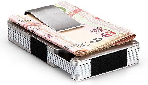 Stainless Steel Men Money Clip Elastic Band Slim Credit Card Holder Wallet Purse (Silver)