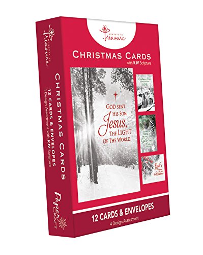 12 Count Christmas Holiday Boxed Cards Religious Xmas Cards w/ KJV Scriptures