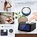 LATME-Alarm-Clock-Radio-for-Heavy-Sleepers W Dual Alarms,3.2'' Digital Display and Dimmer,7 Alarm Sounds,Snooze,2 USB Ports,Bedside FM Radio Clocks with Temp for Bedrooms/Kitchen/Office (Black-Blue)