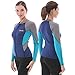 GoldFin Womens Wetsuit Top, 2mm Neoprene Wetsuit Jacket Long Sleeve Front Zip Wetsuit Shirt for Swimming Water Aerobics Diving Surfing Kayaking (Navy, L)
