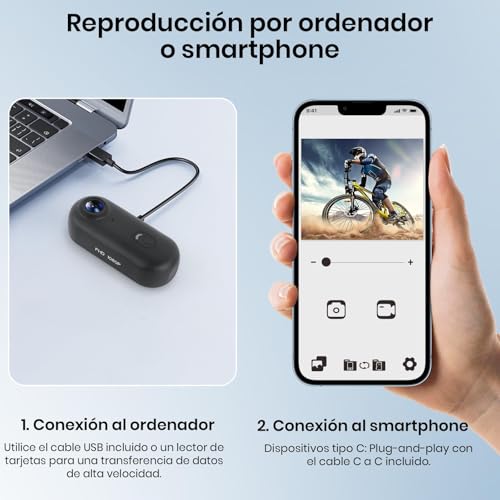 Sicilaien Cámara de Acción 360°, Mini Cámara Corporal POV, Subacuática 30m, WiFi, Gran Angular 120°, +10 Accesorios para Ciclismo, Viajes, Mascotas, Caminatas, Deportes + Tarjeta 64GB