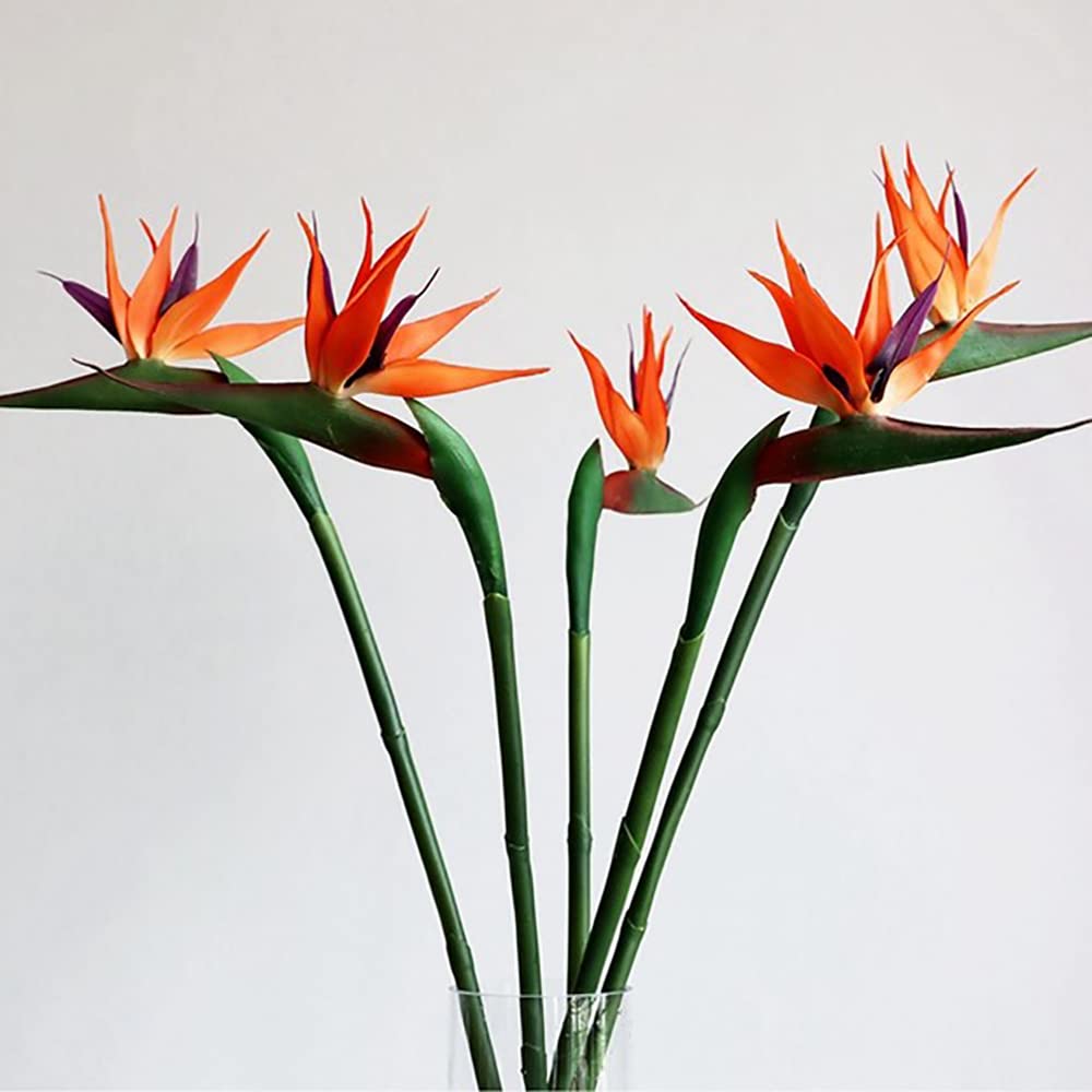 Photo 1 of Artificial Flowers Bird of Paradise Greenery Plants Indoor Outside Garland Home Garden Office Verandah Wedding Decorations 6pcs (Yellow, 6 Pack)