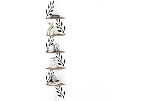 Fixwal Corner Floating Shelves, 5 Tier Rustic Wall Mounted Shelves for Decor and Storage, Decorative Ledges for Bedroom Living Room Bathroom Kitchen (Rustic Brown)
