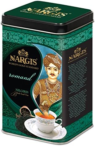 Nargis Romand Nilgiri Whole Leaf Black Tea Metal Tin Caddy 200 Grams