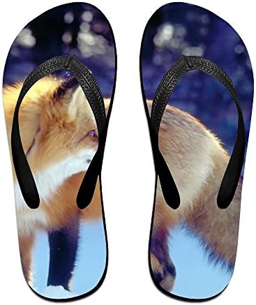 Couple Flip Flops Fox Snow Print Chic Sandals Slipper Rubber Non-Slip Spa Thong Slippers