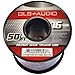GLS Audio Premium 16 Gauge 50 Feet Speaker Wire - True 16AWG Speaker Cable 50ft Clear Jacket - High Quality 50' Spool Roll 16G 16/2 Bulk