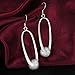 FIFATA 925 Long Sterling Silver Drop Classic Ovals with Frosted Bead Pendant Earrings for Women Girls