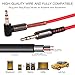 3.5mm aux cable, ICEELEC Male to Male 90 Degree Right Angle Auxiliary Stereo Cable / Aux Cord for Car Stereos, Phone, Computer, Speakers, MP3 Players etc ( Red, 4FT ).