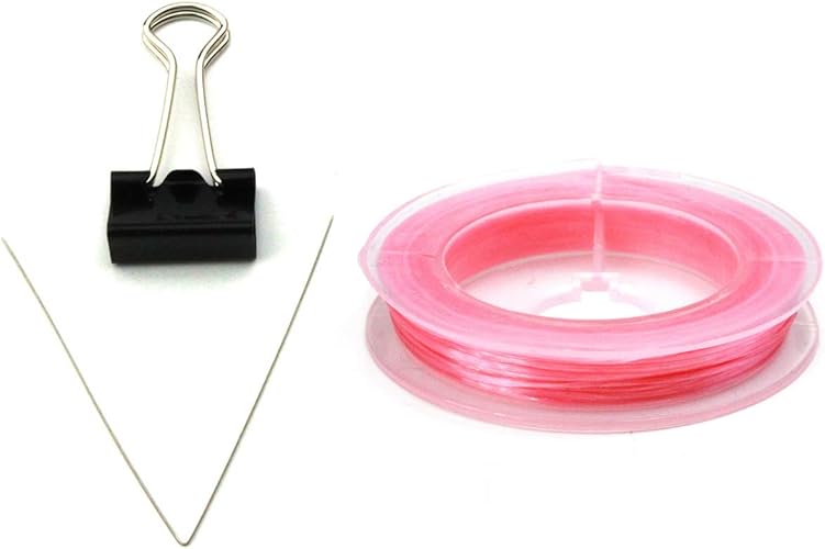 Amazon ハッピーボム ゴム色を選べる ブレスレット 修理 作成 3点セット パールピンク オペロンゴム ビーズ通し ワイヤー 石留クリップ ブレスレット 通販