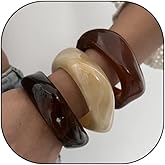 3PCS Acrylic Resin Bracelets Bangles for Women Colorful Chunky Bangle Bracelet Irregular Stackable Pink Brown Bracelet Cuff Wristbands Trendy Jewelry