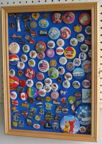 Lapel Pin Patches Medal Display Case Shadow Box Glass Door Blue Felt