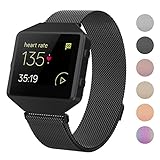 Crodi Fitbit Blaze Bands With New Metal Frame, Stainless Steel Magnetic Milanese Replacement Band for Fitbit Blaze Women Men (Black, L)