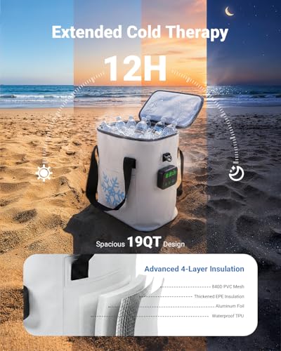 Aospenice Ice Machine for Knee After Surgery, 19QT Knee Ice Machine with Rechargeable ＆ Programmable Timer, Portable Cold Therapy Machine for Shoulder, Knee Injuries, Recovery, Cryotherapy Pain Relief