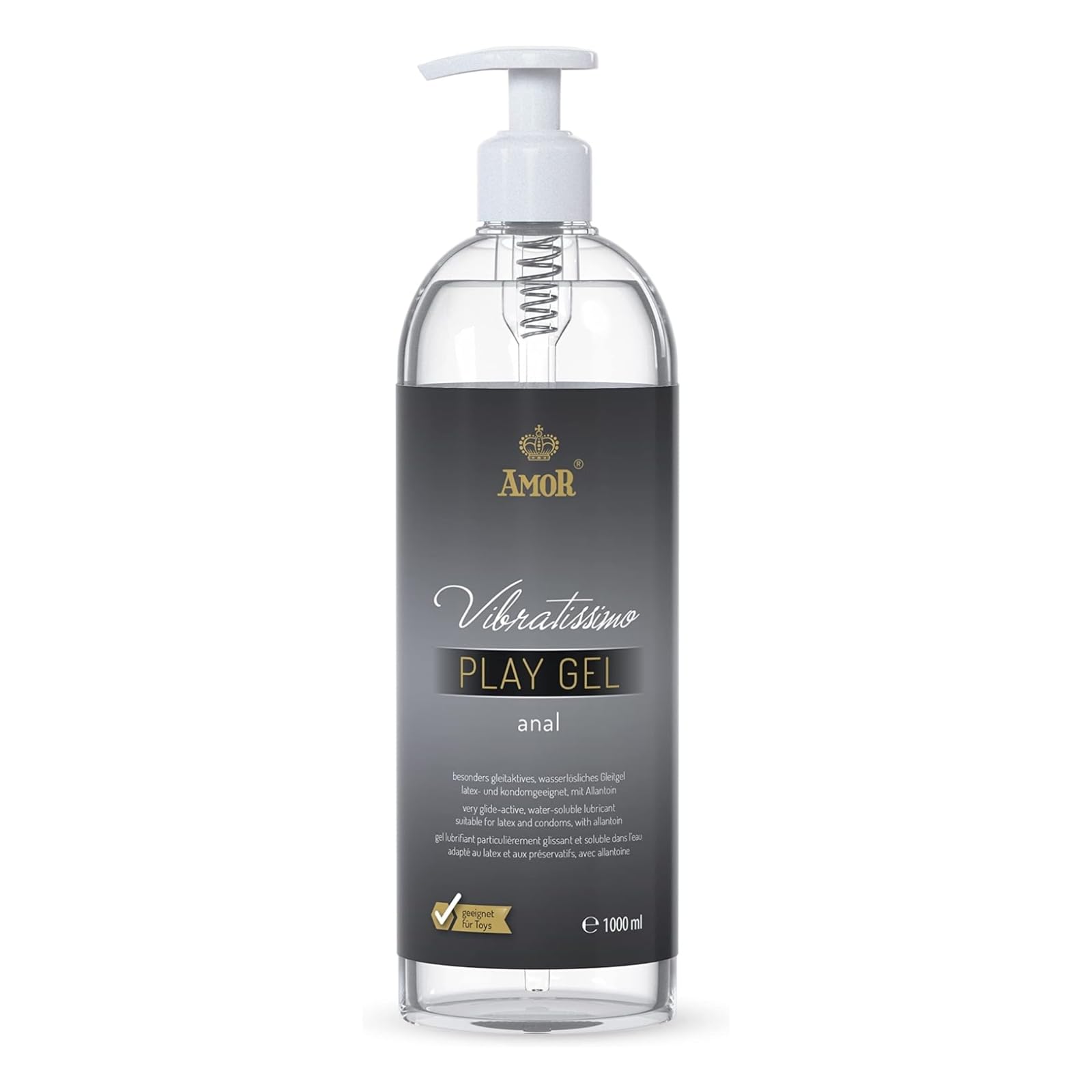 Vibratissimo Play Gel Anal 1000 ml I Extra Slippery Lubricant I Water-Based lubricants I Lubricant Gel Suitable for Silicone Toys & Latex Condoms I Water Based Lubrication