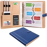 Z PLINRISE High Grade Multifunction Letter Size Padfolio/Resume Portfolio Folder-Document Organizer/Business Card Holder with Calculator and 8 File Pockets (Blue)