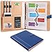 Z PLINRISE High Grade Multifunction Letter Size Padfolio/Resume Portfolio Folder-Document Organizer/Business Card Holder with Calculator and 8 File Pockets (Blue)