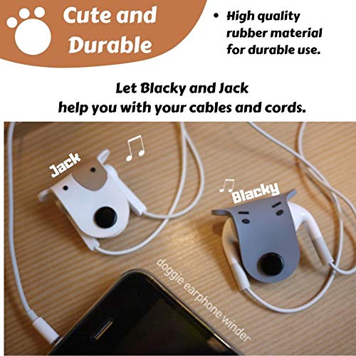 Earbuds Earphone Holder Cord Winder Clip Keeper Headphone Cord Wrap Management Headset Wire Organizer 2 PCS Cute Doggie Tangle Free Storage Case