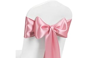 MAGTOWNE 50 Pack Satin Dusty Pink Chair Sashes for Wedding, 7 X 108 Inches Dusty Pink Chairs Bows for Party, Satin Chairs Ribbons Ties for Weddings Church Ceremony Event Chair Decorations