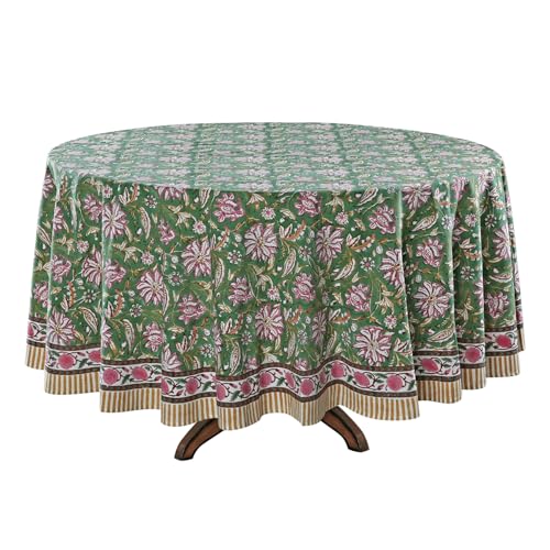 Ridhi Hunter Green 100% Cotton Round 120 Tablecloth
