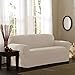 Maytex Reeves Stretch 1 Piece Loveseat Furniture Cover Slipcover, Natural White