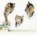 3D Three Black Cats Design Art Peel & Stick Wall Stickers DIY Vinyl Wall Decals Applique for Home Stairway Decor Baseboard