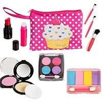 Beverly Hills Kids Pretend Play Makeup Cosmetic Kit with Bright Polka Dotted Cosmetic Bag