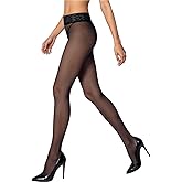 Charm and Attitude Sheer Tights for Women with Lace Top | Low Rise Stockings Pantyhose with Silicone Band