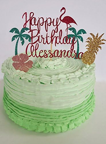 Hawaiian Flamingo Birthday Cake Topper