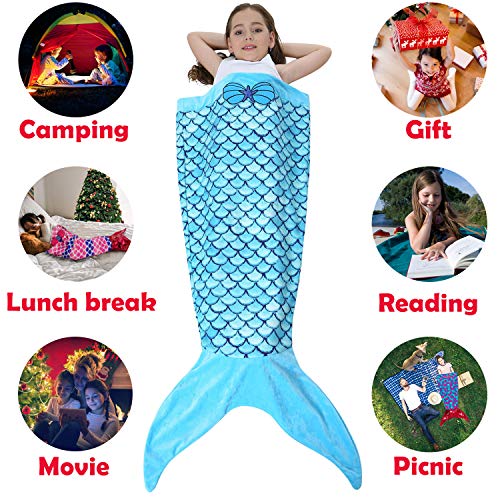 Mermaid Tail Blanket for Girls Kids Toddlers Teens,All Seasons Soft