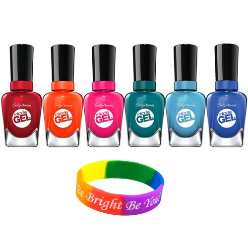 Sally Hansen Miracle Gel, Beatnik, Rhapsody Red, Fish-teal Braid, Tribal Sun, Rhythm & Blue and Tipsy Gypsy Nail Polish Kit with Dimple Bracelet