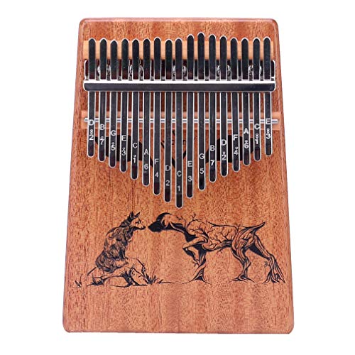 A9H Kalimba 17 Key African Thumb Piano Mahogany Finger Percussion Keyboard Portable Music Instrument and adjust hammer, music, finger covers and storage bags (17 key, C019)